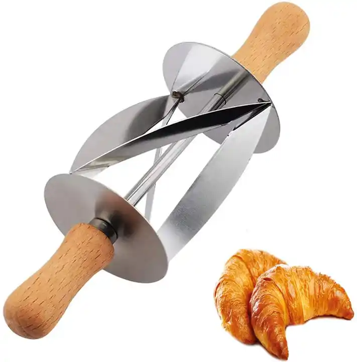 Croissant Cutter Roller Croissant Maker Stainless Steel Roller Slices  Perfect Shaped Pastry Dough Multi-function Rolling Knife