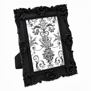 FYC 4-inch European Retro Resin Polymer Vertical Photo <b>Frame</b> Easel Back Golden Lace Decoration-Tabletop Wall-mounted Dual-use - Product Image 1