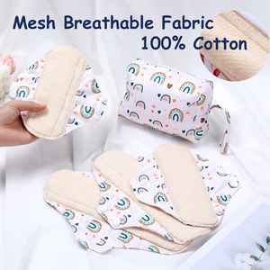 Babyshow 5 pièces Serviettes hygiéniques lavables écologiques en coton pur respirant Serviettes hygiéniques douces <span class=keywords><strong>pour</strong></span> femmes - Product Image 4