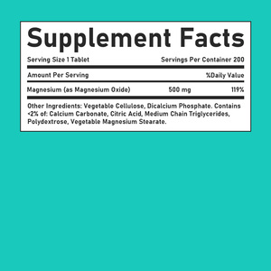 Servicio de Marca Privada, Tabletas de Magnesio, Contiene 500 mg de Magnesio, Favorece la Salud Ósea y Muscular, Tabletas de Suplemento de Magnesio - Product Image 2