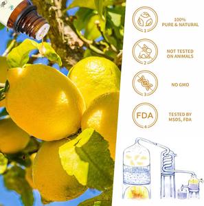 Huile essentielle de citron 100% naturelle personnalisée, liquide, parfum relaxant, pressée à froid pour les soins de la peau et les massages - Product Image 2