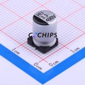 Condensador Electrolítico de Aluminio SMD HU2G3R3M-CRF10, D8xL10.5mm 3.3uF 20% 400V 8mm - Product Image 1