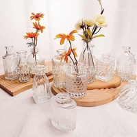 Vase à fleurs vintage en verre transparent avec illustration imprimée pour la décoration de table de mariage ou de la maison, vente en gros