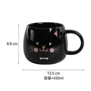 Cerâmica Gato Bonito Copo Branco/Preto Café Leite Canecas Dos Desenhos Animados Sorvete Açúcar Chá Sobremesa Sopa Escritório Casal Beber copos - Product Image 6