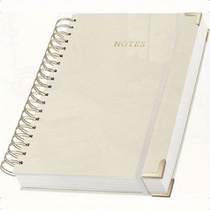 Embossed Foil Leather Hardcover Spiral Address <b>Book</b> A3 Durable Elegant Classic Gold Corner Lined Pages - Product Image 1