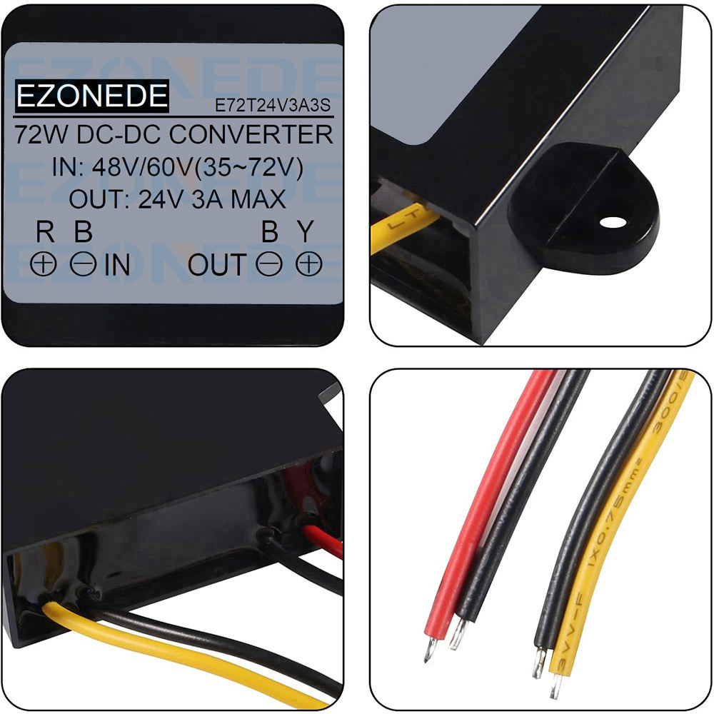 DC 48V 60Vを24V 3A 72Wに降圧するコンバーター、防水電源モジュール、ゴルフカートや車用の降圧トランス| Alibaba.com