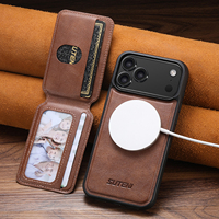 Étui de téléphone portefeuille magnétique à chargement sans fil en cuir de vachette texturé, personnalisé, directement de l'usine OEM/ODM, pour la série Apple