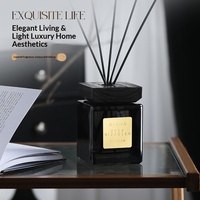 LAVO 0588 500ml Huile Essentielle d'Aromathérapie Sans Flamme Parfum d'Ambiance Haut de Gamme pour Hôtels et Maisons Fraîcheur Longue Durée Rechargeable Boîte Carrée en Bois