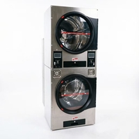 20KG Durable Stackable Coin Operated Washer Dryer Stainless Steel Drum Stack Laundry Washing Machine Unit for Commercial Use