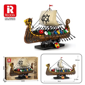 Reobrix 66101 Penteconter 2547P Viking Warship Building Block Set for Adults Detailed Historical Ship Model with Removable Stand - Product Image 5