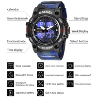 Kustomisasi Logo OEM Anda Sendiri Smael 8007 Merek Reloj Para Hombre Montre Dual Time Sports Fashion Jam Tangan Digital Layar Ganda untuk Pria