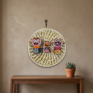 Panier en herbe tressé à la main avec garniture et poignée festives, écologique et élégant pour le rangement - Product Image 5