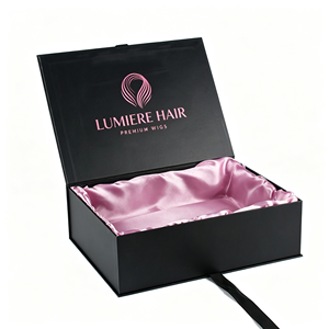 Premium Pink <b>Magnetic</b> Rigid Cardboard <b>Gift</b> <b>Box</b> for Wig Packaging Recycled Materials Four-Color Printing Customizable Logo/UV - Product Image 3