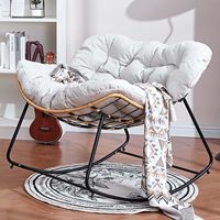 Chaise œuf à cadre blanc en métal surdimensionné moderne avec coussin rembourré pliable patio en osier pour chambre salon porche jardin