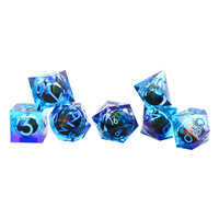 Offre Spéciale mdn polyédrique translucide bleu résine unique noyau liquide D20 jeu de dés flottant Dragon globe oculaire pour jeux de table