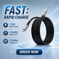 Cable USB C a USB C de 240W 6A de Carga Rápida, Cable de Nailon para Teléfono, Banco de Energía, Escáner de Código de Barras e Impresora