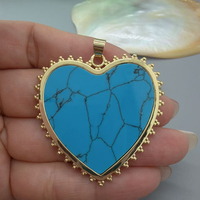 Pendentifs Cœur Grande Taille en Pierre Naturelle, Nacre, Agate et Turquoise pour la Fabrication de Bijoux DIY (Vente en Gros)