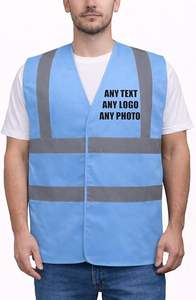 Gilet de sécurité haute visibilité bleu ciel, respirant, en maille, avec bande réfléchissante, pour travaux de construction, travaux routiers, personnel d'événements, logo personnalisé - Product Image 4