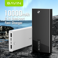 BAVIN Prix de gros Logo personnalisé Banque d'alimentation portable à écran LED Charge rapide 10000mah Banque d'alimentation mince avec support de téléphone PC050