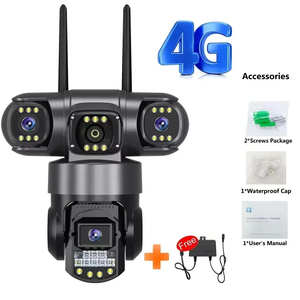 Système de caméra de surveillance CCTV avec 3 objectifs, vision nocturne couleur 4G, détection de mouvement par IA, audio bidirectionnel, caméra IP de sécurité - Product Image 1