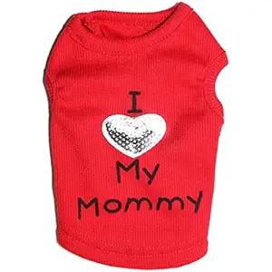 Manufacturer's Cute Heart Soft Knitted Dog T-Shirt Clothes I Love My Daddy/Mommy Slogan Vest for Pets