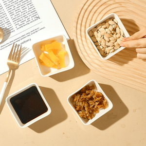 <b>Ceramic</b> Condiment Dishes 9x9x3.7cm Square White Porcelain For Soy Sauce Vinegar Hot <b>Pot</b> Dipping Party Snack Plates - Product Image 4