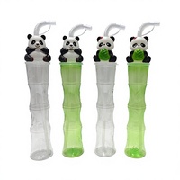 Vasos de Plástico con Forma de Panda, Lindos y Populares, con Tapa de Bambú - 500 ml, Antiderrames, para Bebidas Frías de Verano