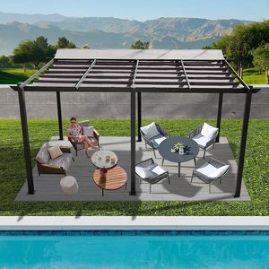 Mobiliario de exterior: Carpa, Pérgola, Gazebo, de madera WPC, moderno, serie impermeable para jardín, de plástico con diseño para oficina, Gazebo para hotel, de China - Product Image 3