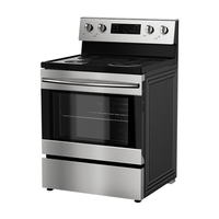Cuisinière électrique en acier inoxydable avec four de 5 pieds cubes, 4 brûleurs, plaque de cuisson à serpentin, modèle autoportant pour cuisine domestique