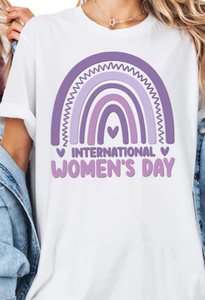 T-shirt per la Giornata internazionale della donna, per donna, 100% cotone, stampa arcobaleno, casual, girocollo, manica corta, abbigliamento primaverile ed estivo - Product Image 1