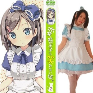 Tsutsukakushi Tsukiko Maid Outfit Blue Polyester Cosplay Costume For Anime Role Playing 14 Years Up - Product Image 3