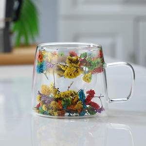Wholesale High Profile Horizontal Handle High Borosilicate <b>Glass</b> Built-in Dry Flower Cup Clear <b>Insulated</b> Double <b>Glass</b> 200ml - Product Image 5
