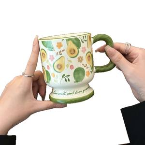 Mug en céramique Zuo Mu avec poignée, peint à la main avec des couleurs sous-glaçures, réutilisable, cadeau pour le bureau, le petit-déjeuner, le café, le thé - Product Image 2