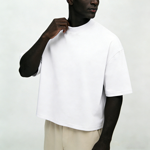 Camisetas Personalizadas de Corte Cuadrado para Hombre, Camiseta de Algodón 100% de Alto Gramaje, Cuello Redondo Acanalado, Estilo Urbano Oversize, Camisetas Cortas de Corte Cuadrado para Hombre - Product Image 4