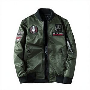 Chaqueta de aviador unisex de invierno de doble cara, informal, con cremallera, de lana teñida lisa, de grosor estándar, estilo uniforme de béisbol, tipo cargo. - Product Image 3