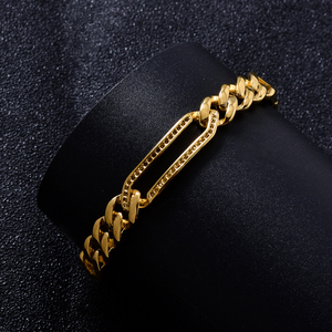 18k gold timeless radiant glossy wide curb chain shimmering clear zircon stylish customizable stainless steel <b>bangle</b> <b>bracelet</b> - Product Image 5