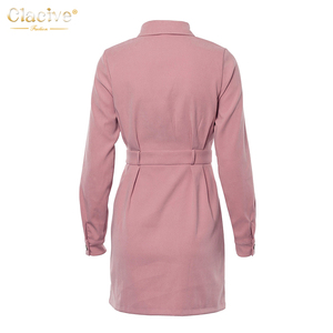 Clacive envío rápido Oficina de manga completa mujer elegante vestidos de la <span class=keywords><strong>calle</strong></span> Rosa otoño Casual vestidos de <span class=keywords><strong>las</strong></span> mujeres - Product Image 4