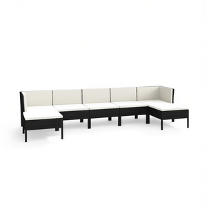 Set Lounge da Giardino Nero in Rattan, Arredamento da Esterno per 6 Persone, Design Contemporaneo - Product Image 1