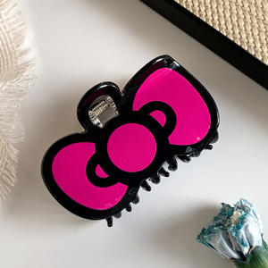 Nouvelle Pince à Cheveux Polyvalente en Acrylique Rouge avec Grand Nœud Papillon Style Dessin Animé - Product Image 1