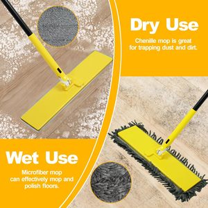 <span class=keywords><strong>Balai</strong></span> à poussière avec panneau <span class=keywords><strong>pliable</strong></span> à 90 ° unique, manche de 52 pouces de long, <span class=keywords><strong>balai</strong></span> à plancher plat sec et humide, escalier, vinyle, carrelage, stratifié - Product Image 4
