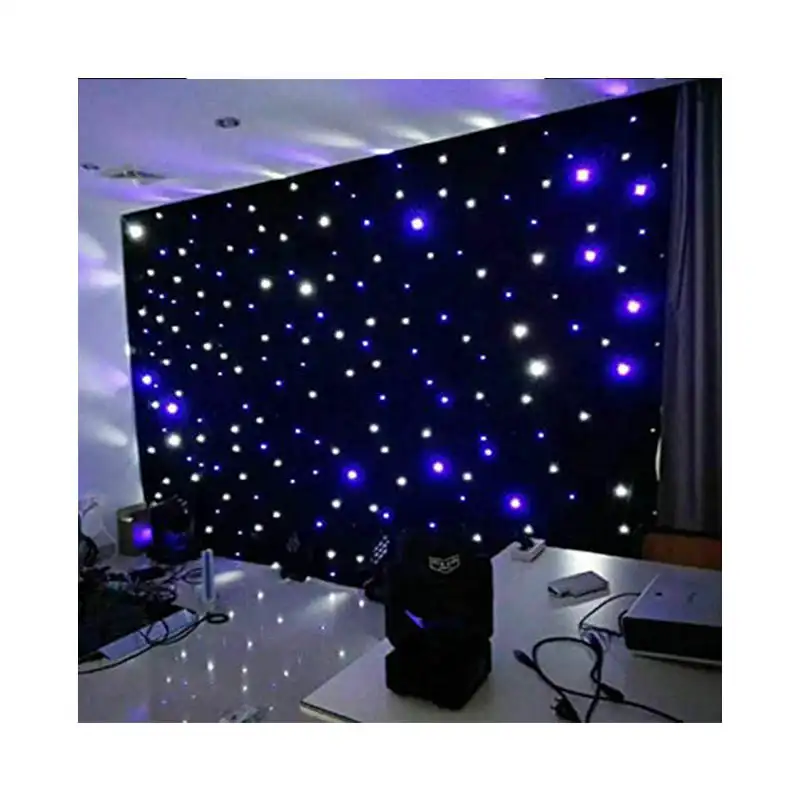 La luz blanca Toda Starlit Twinkling Effect Black Cloth LED Star Cortina para ceremonia de boda