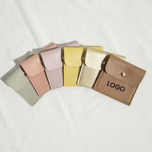 Pochette élégante en cuir pour bijoux, avec bouton en PU, pour bagues, emballage cadeau de mariage, couleur et taille personnalisables, style tendance, été - Product Image 1