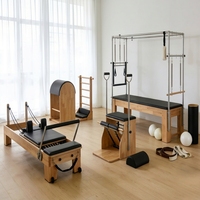 Ensemble de planche de Pilates pliable multifonction 6 en 1 en chêne avec minuteur pour la santé à domicile et l'exercice physique