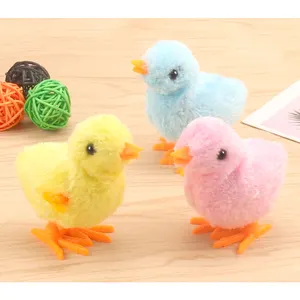 Hot Creative Fun Educational Wind Up Toys Clockwork Cute Chicken Plush Jumping Chick Toys