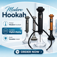 Coffret Cadeau Kit Chicha Électronique Portable avec Écran LED, Sans Charbon, Doré