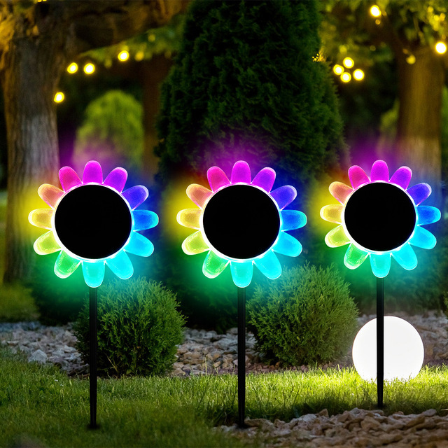 Outdoor Waterproof Solar Pool Light Garden Lawn Sunflower Petal Decorative Ground Lights