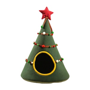 Original Christmas Tree Cat Nest DIY Winter Warm Semi-Closed Bed for Cats and Dogs Eco-Friendly Claw Play with Solid Pattern