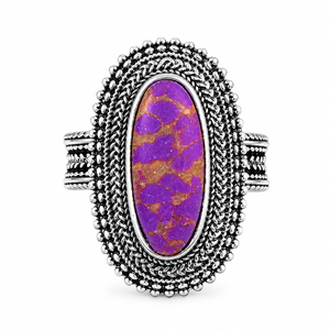 Anello Vintage Stile Viola per Donne, Anello Retrò con Design Floreale sul Bordo, Accessorio per Dito - Product Image 2