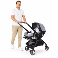 Poussette bébé portable en métal 3-en-1 avec siège auto pour nouveau-né et tout-petit, utilisation en extérieur