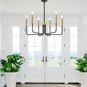 TSINYE <span class=keywords><strong>Lustre</strong></span> antique à 6 lumières, style bougie, style empire, grande branche classique, suspension en <span class=keywords><strong>fer</strong></span> forgé pour salle à manger et salon - Product Image 2